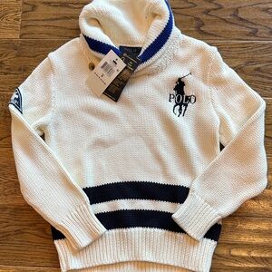 Polo by Ralph Lauren boys kids Cream and Navy Turtleneck Sweater sz 6